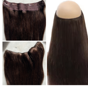 Halo Hair Extensions 100% Human Hair 14-28 Inch Hidden Wire Clip In Hair Ombre Brown Color Human Remy Fish Line Hair Extension